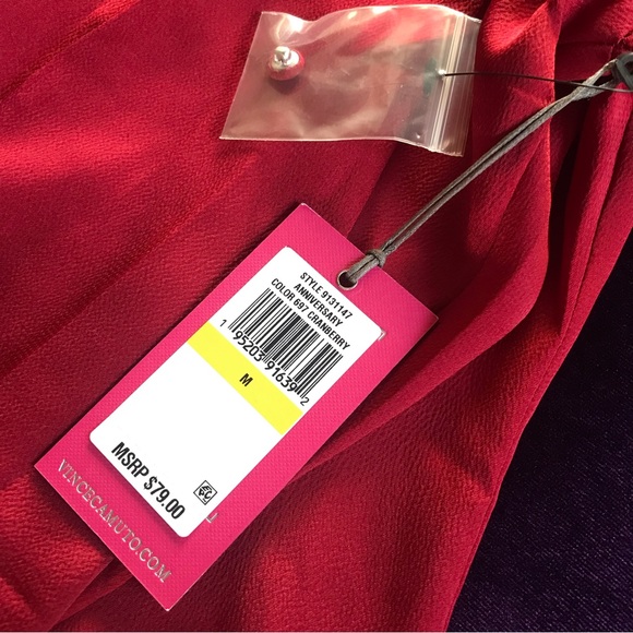 vince camuto red silky blouse m nwt! - Picture 2 of 2